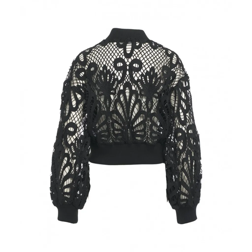 Bomber in pizzo nero