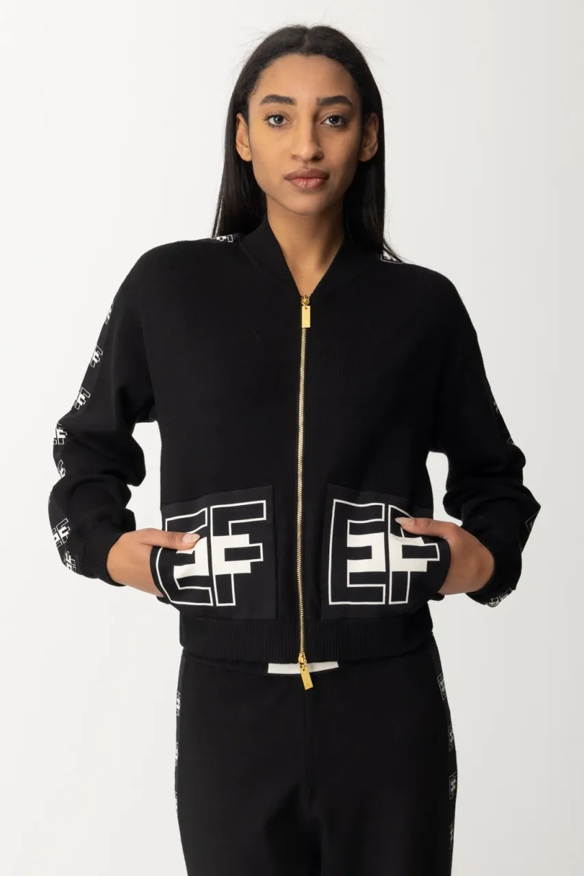 Bomber in viscosa con tasche logate Nero