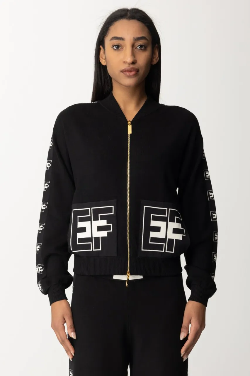 Bomber in viscosa con tasche logate Nero