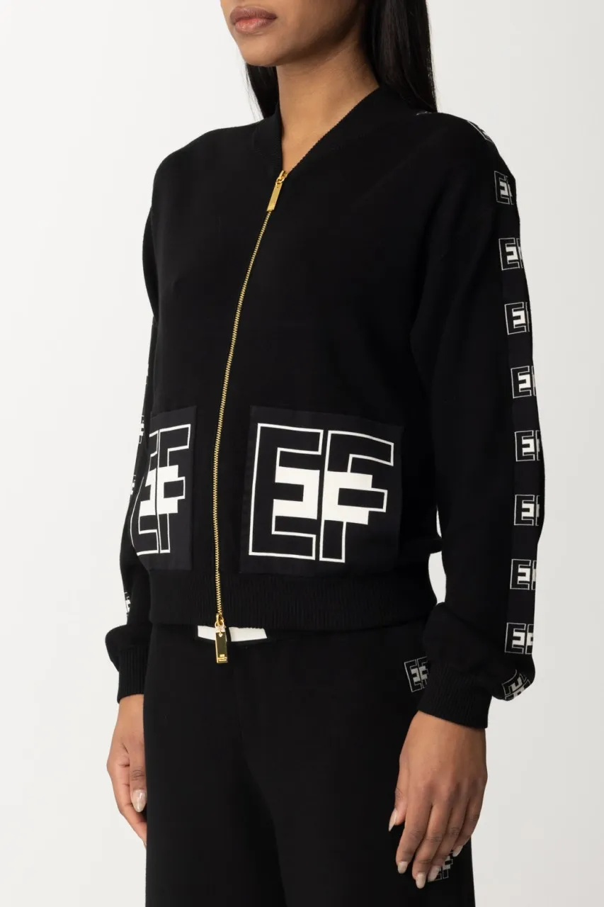 Bomber in viscosa con tasche logate Nero