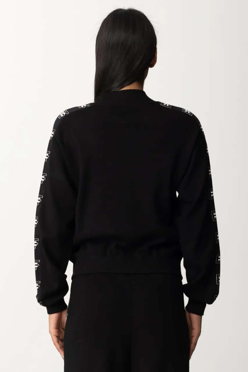 Bomber in viscosa con tasche logate Nero