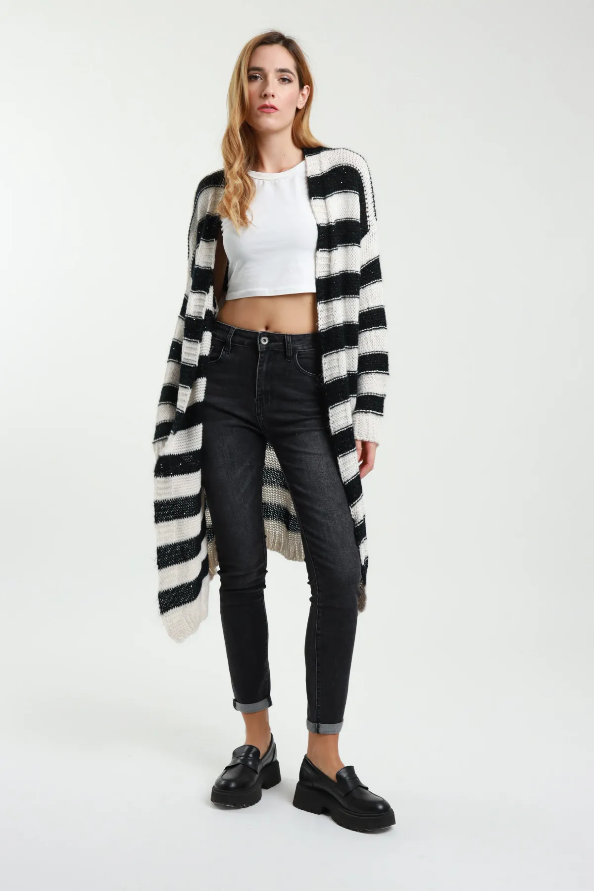 Cardigan Lungo a Righe