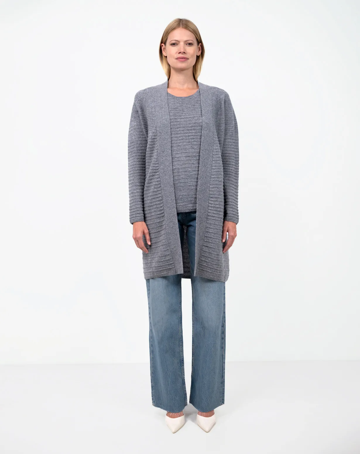 Cardigan Lungo Cashmere Coste Degradé