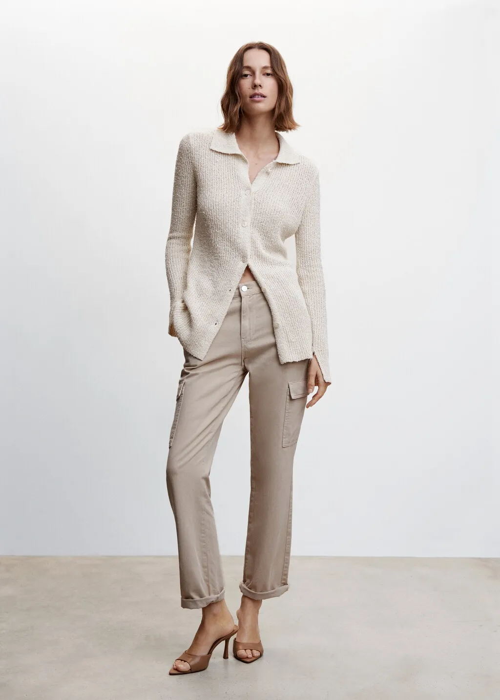 Cardigan lungo collo di camicia