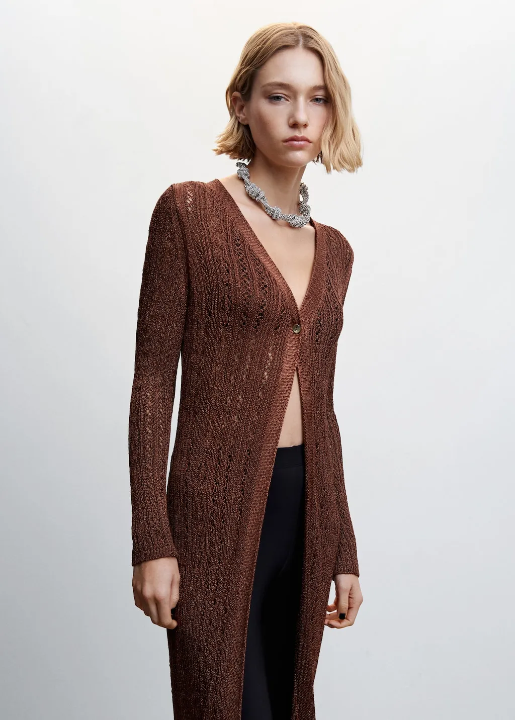 Cardigan lungo traforato