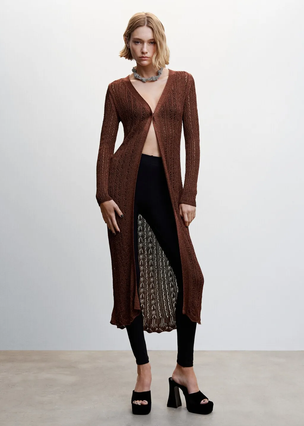 Cardigan lungo traforato