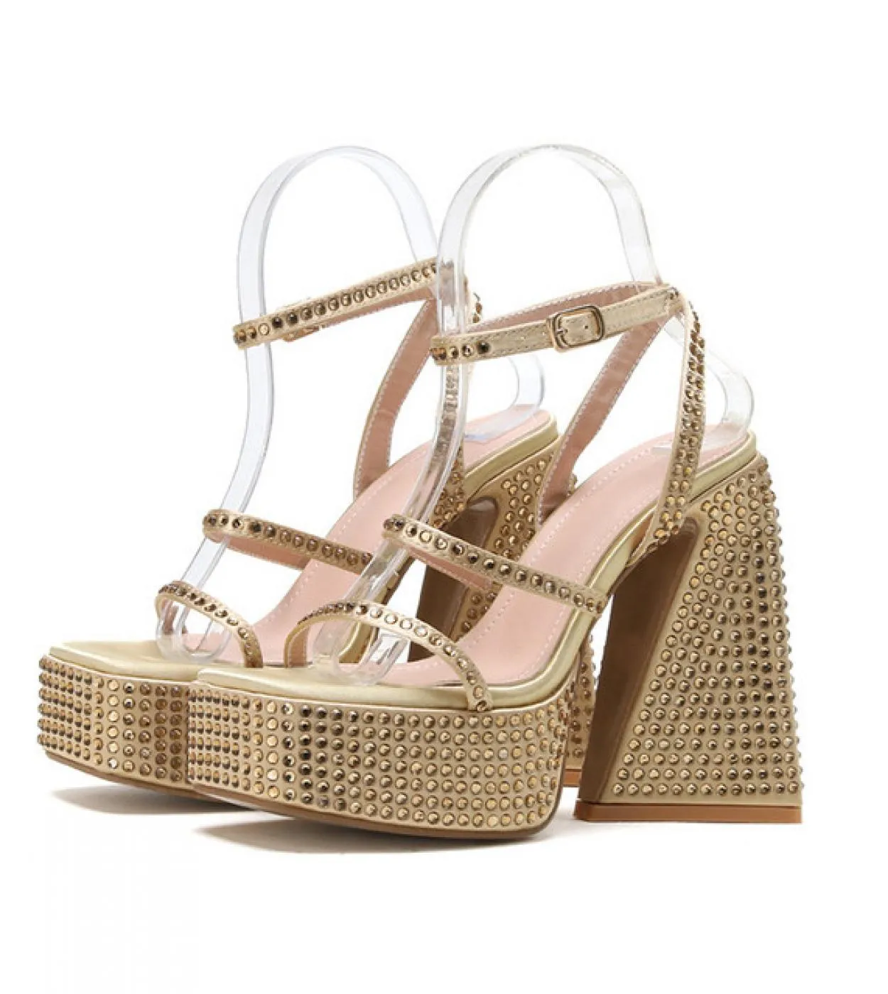 Cristallo con paillettes di lusso 14 cm Sandali con tacco ultra alto Sandali con zeppa Piattaforma moda Sandali gladiatore Summe