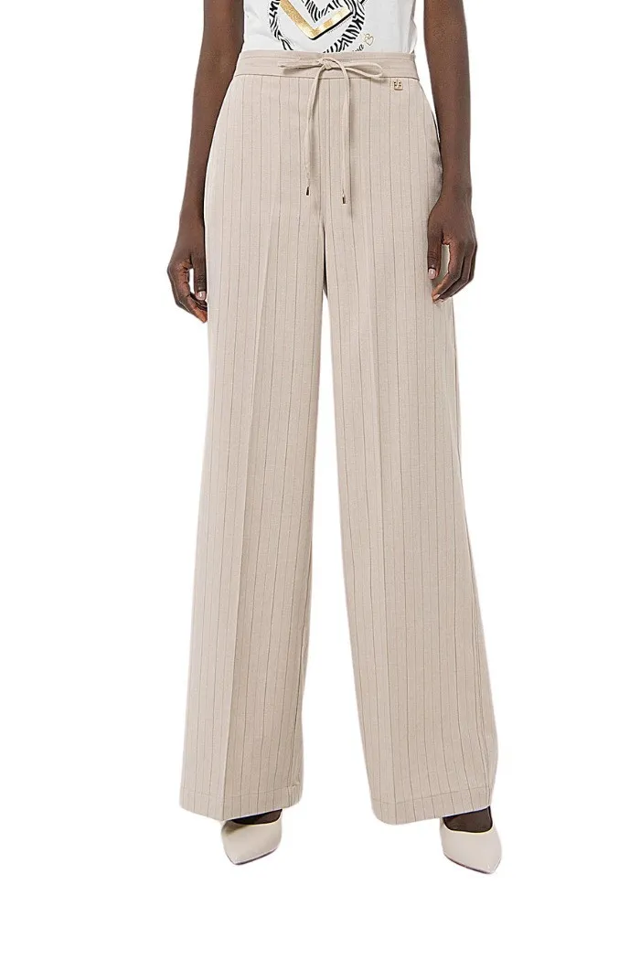 Fracomina pantaloni a palazzo flare gessati fr24sv3005w492q6