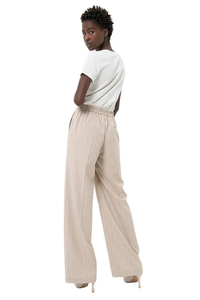 Fracomina pantaloni a palazzo flare gessati fr24sv3005w492q6
