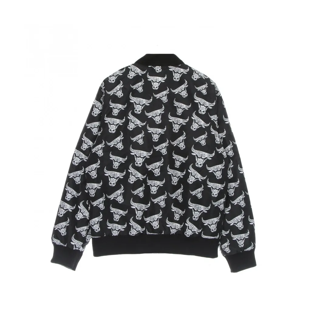 giubbotto bomber uomo nba all over print distressed logo bomber jacket chibul BLACK