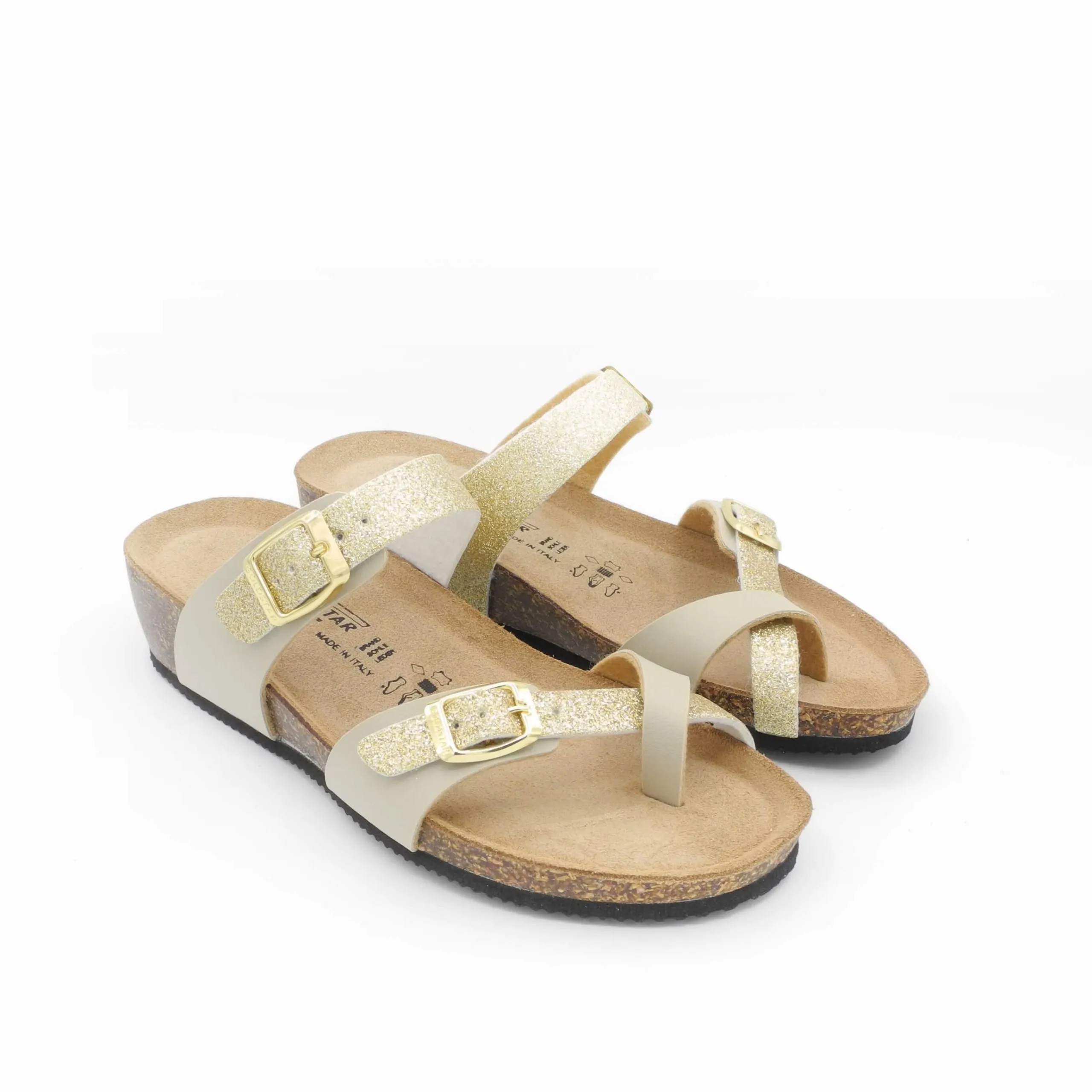 Goldstar ciabatta infradito oro donna con zeppa