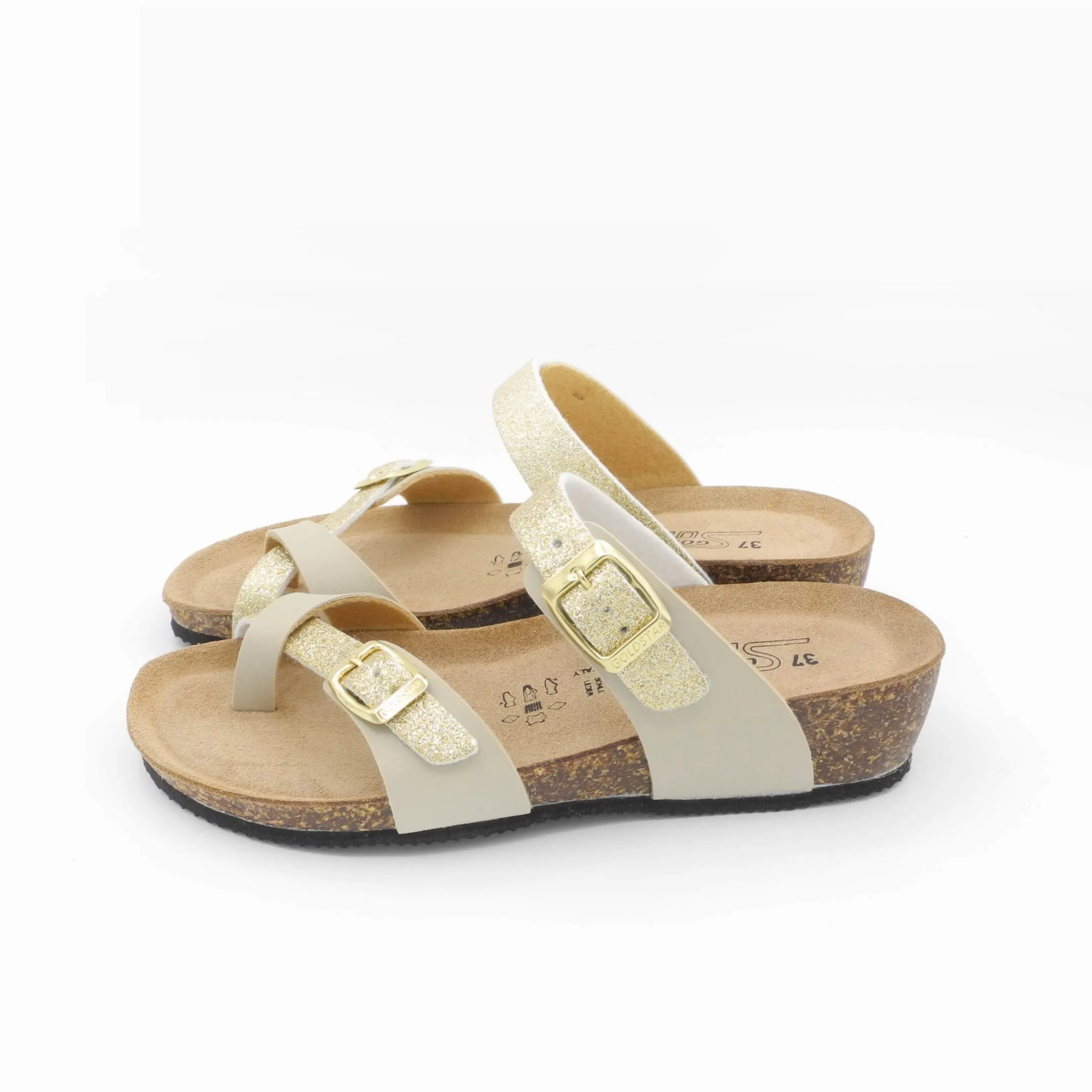 Goldstar ciabatta infradito oro donna con zeppa