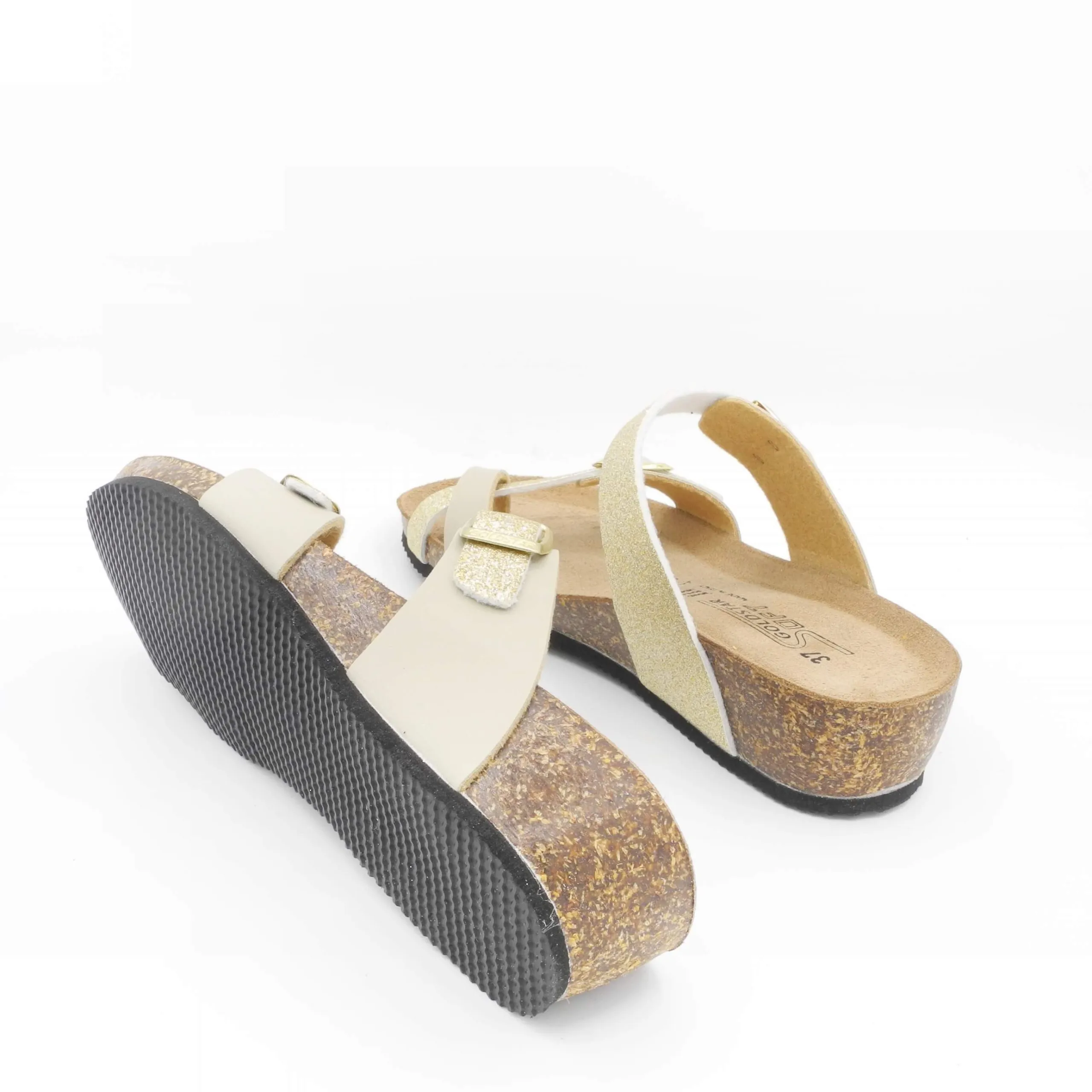 Goldstar ciabatta infradito oro donna con zeppa