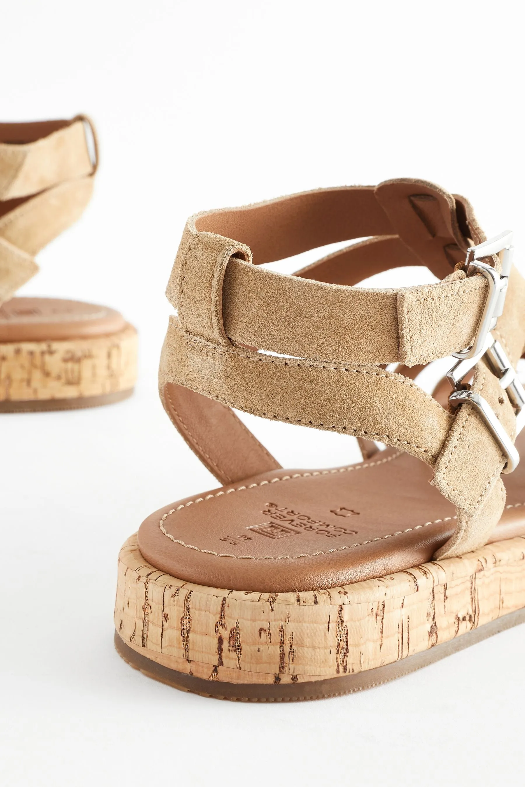 Marrone Sabbia  - Forever Comfort® - Sandali stile gladiatore in pelle