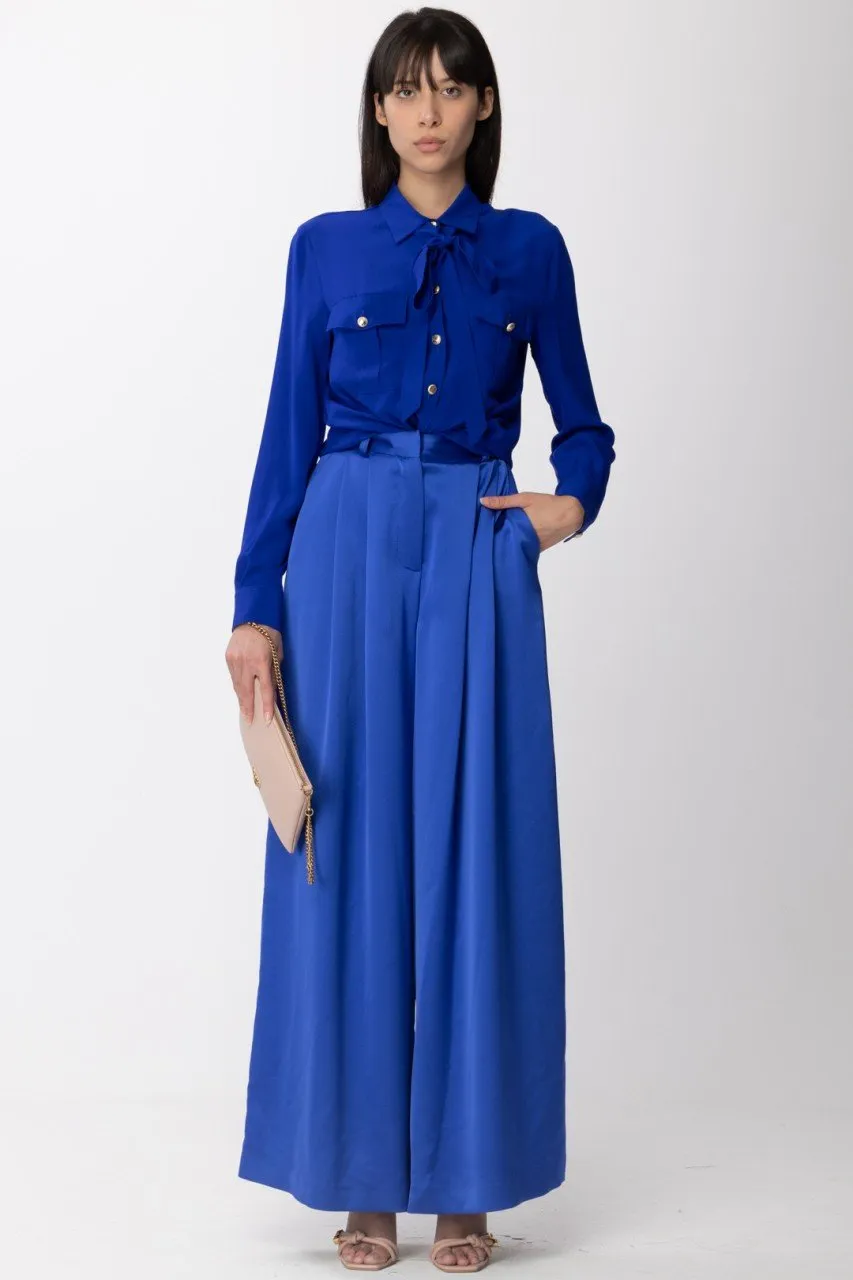 Pantaloni palazzo a vita alta ELECTRIC BLUE