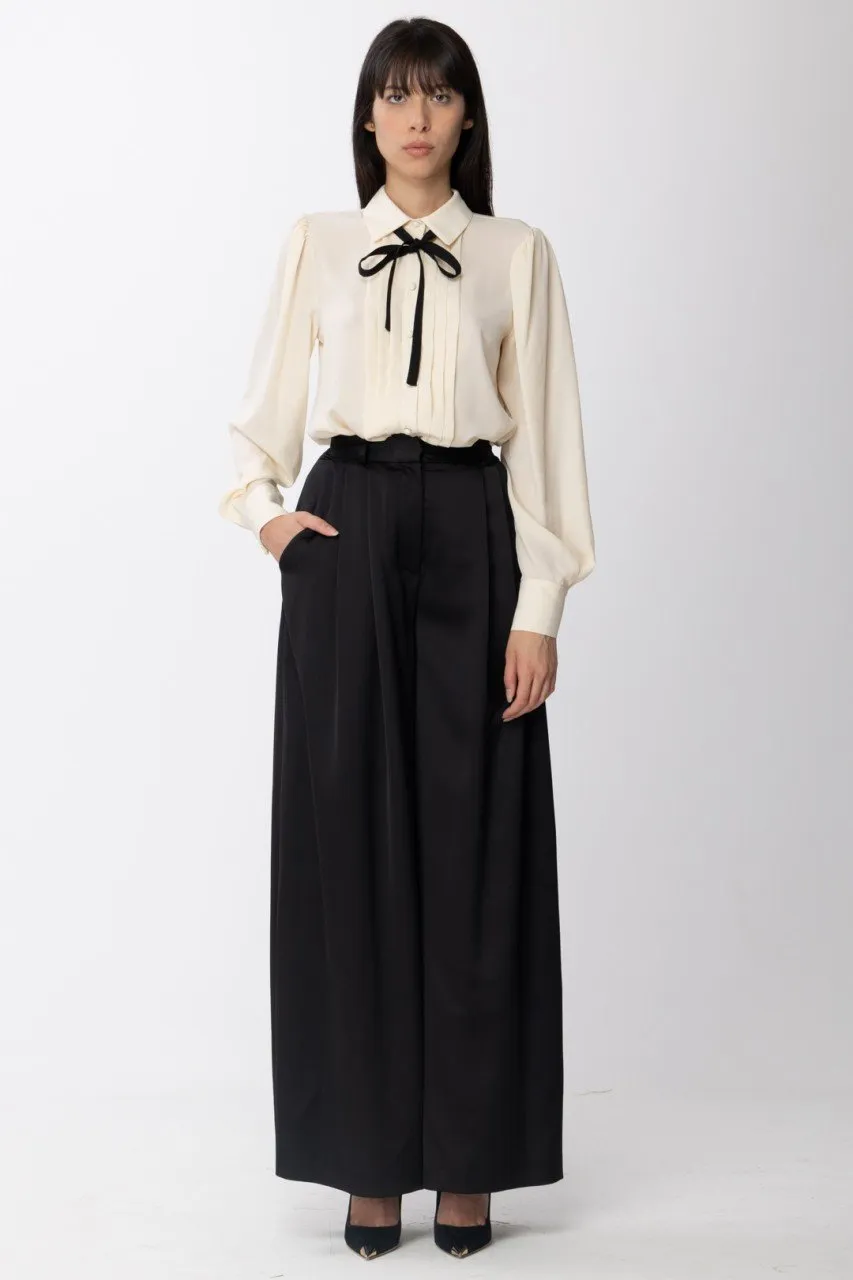 Pantaloni palazzo a vita alta Nero