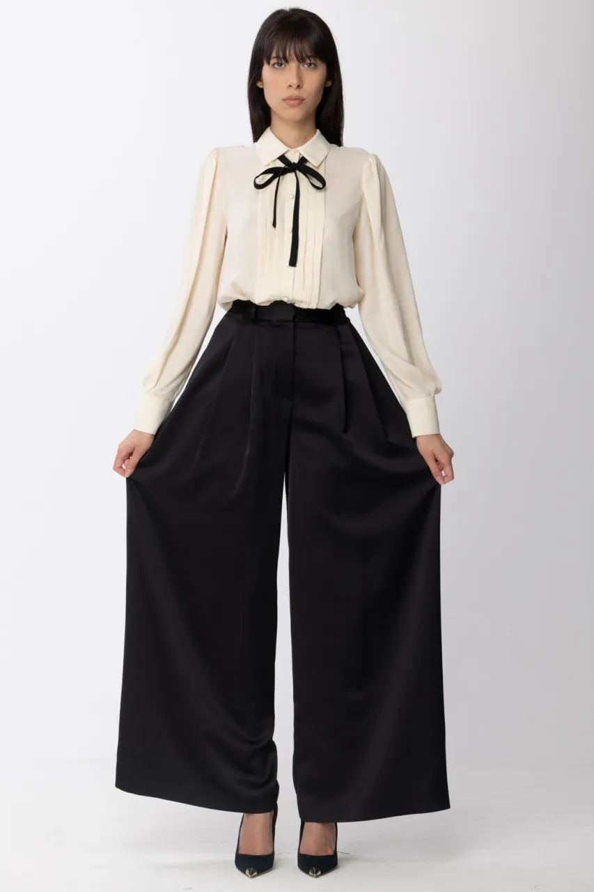 Pantaloni palazzo a vita alta Nero