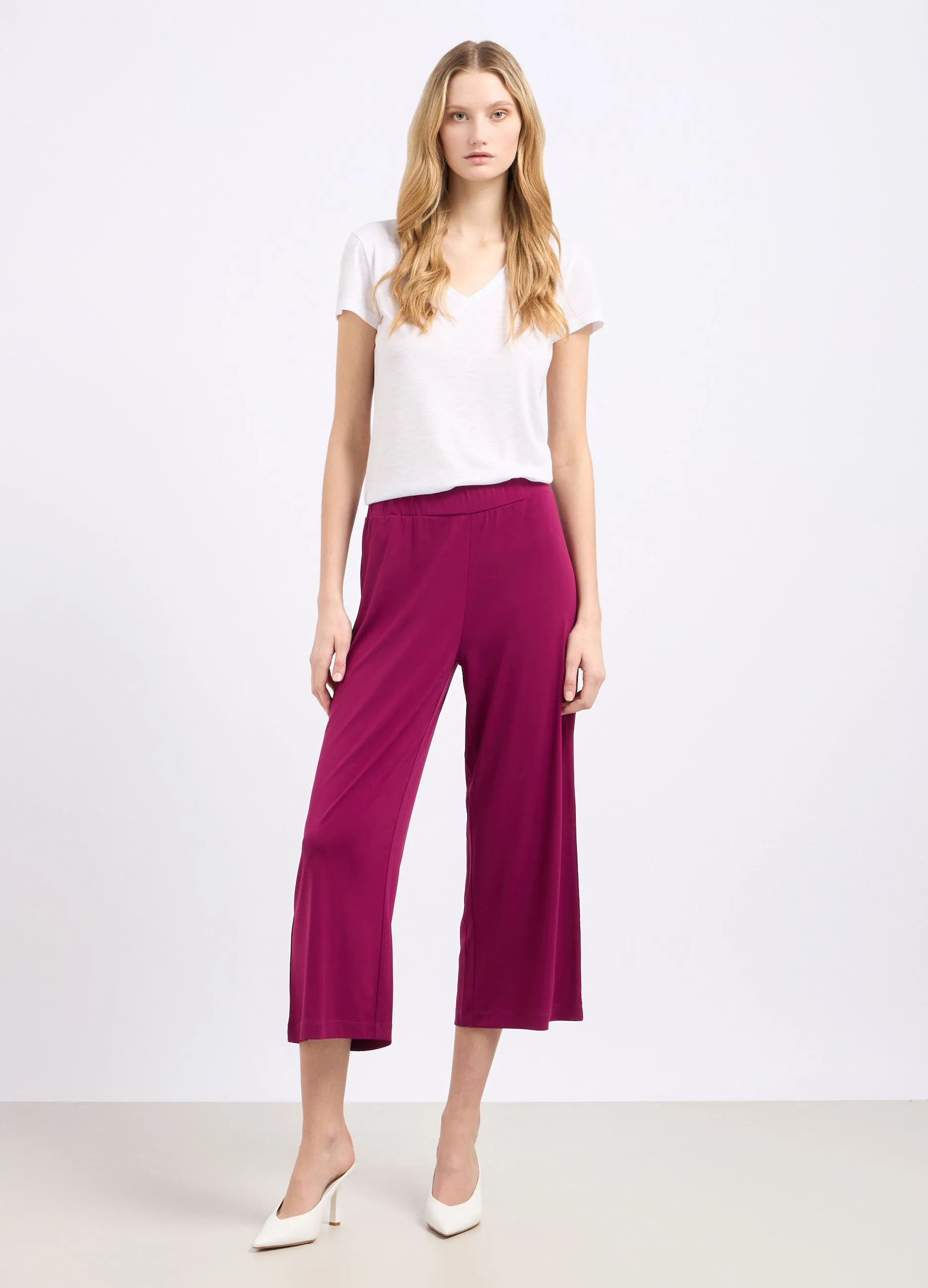Pantaloni palazzo cropped donna
