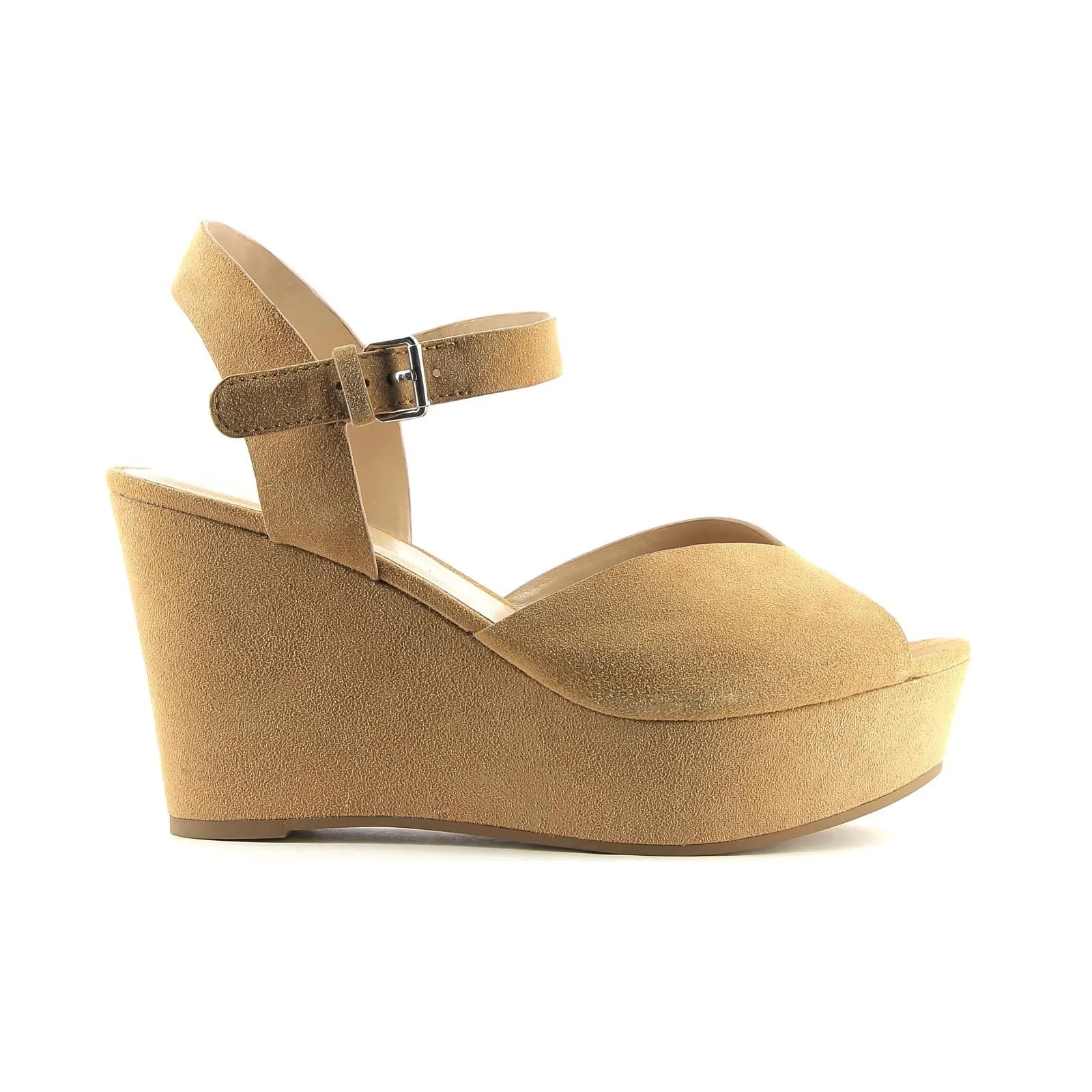 Sandali beige con zeppa da donna
