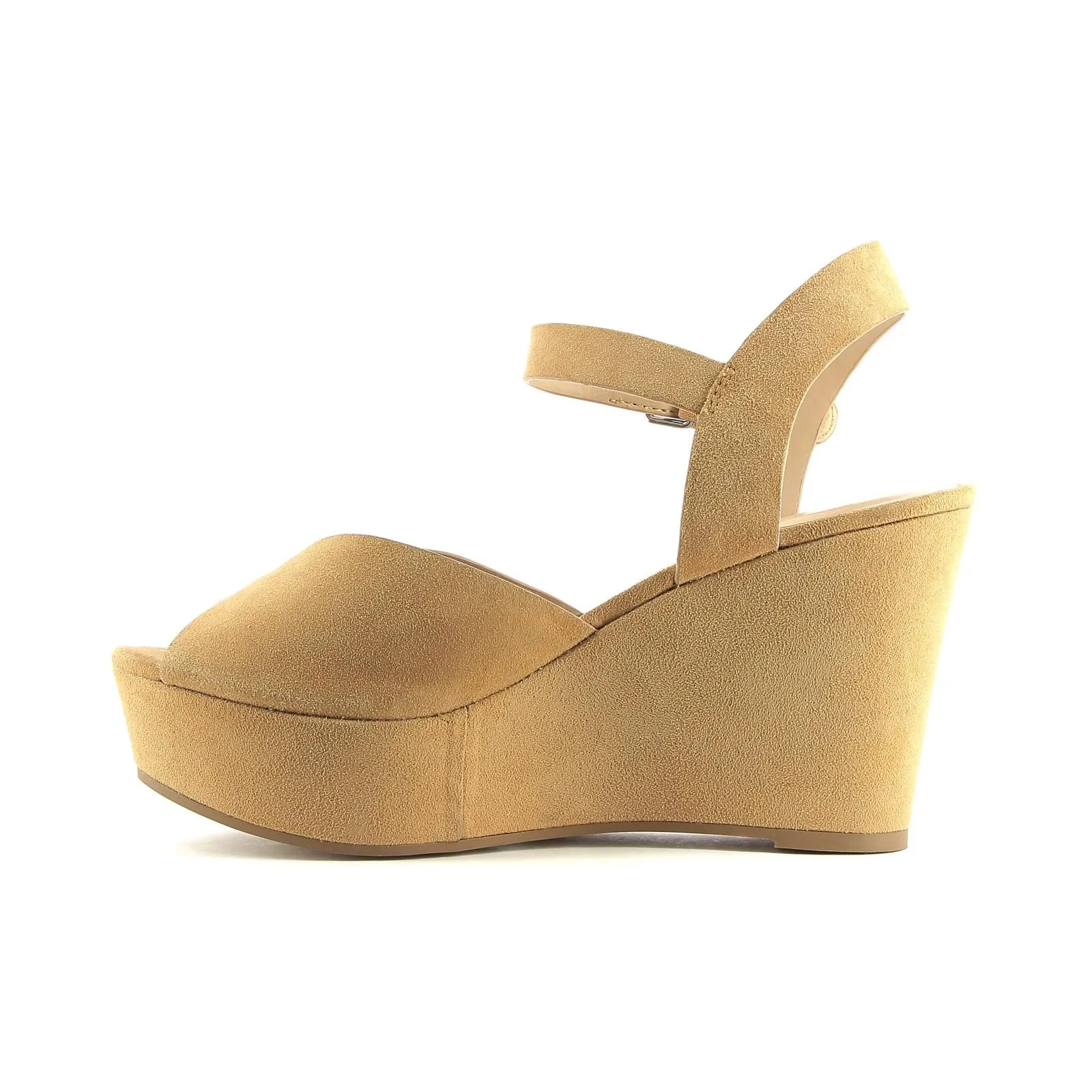 Sandali beige con zeppa da donna