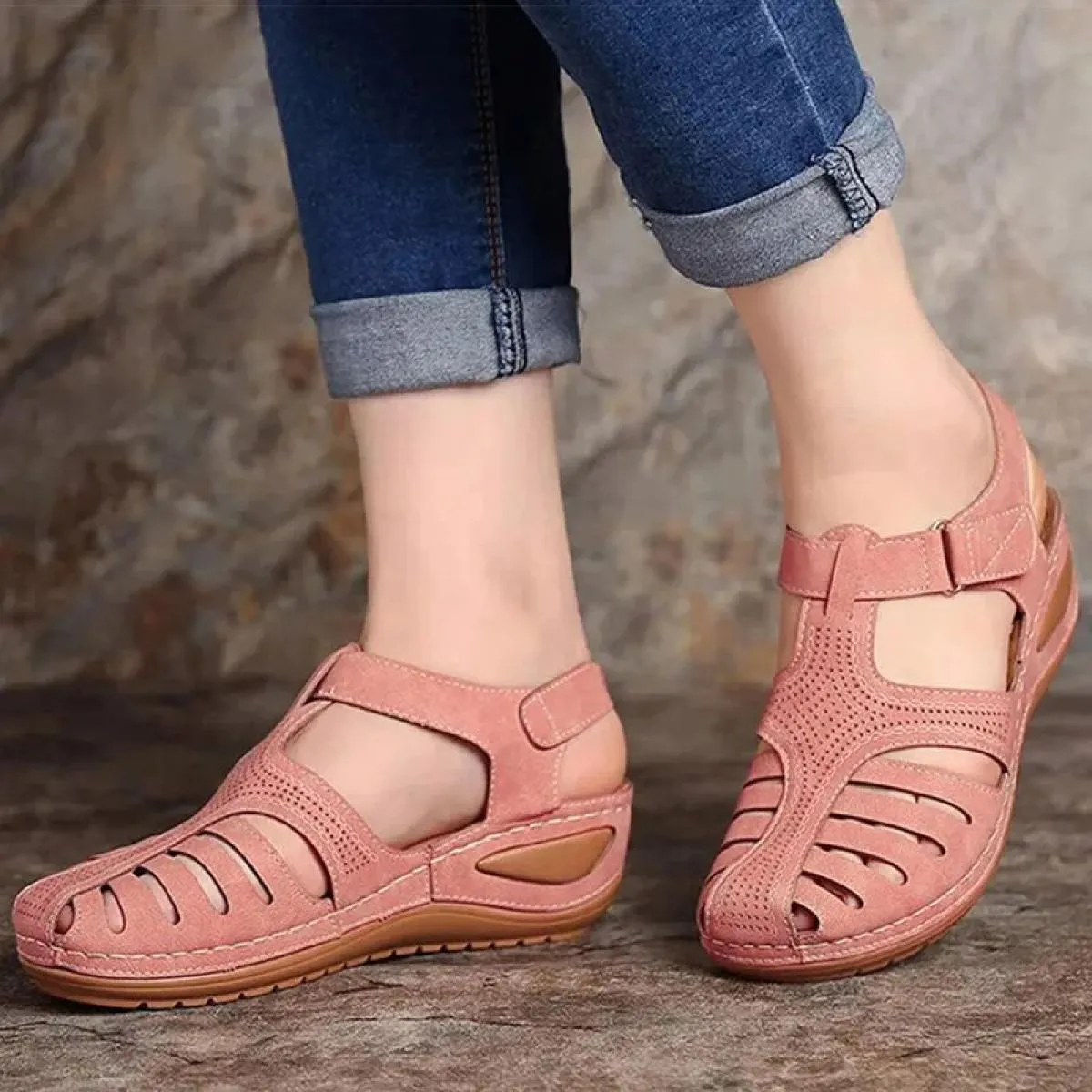 Sandali da donna Stile Bohemian Scarpe estive da donna Sandali estivi con tacco Sandali gladiatore Mujer Zeppe eleganti S