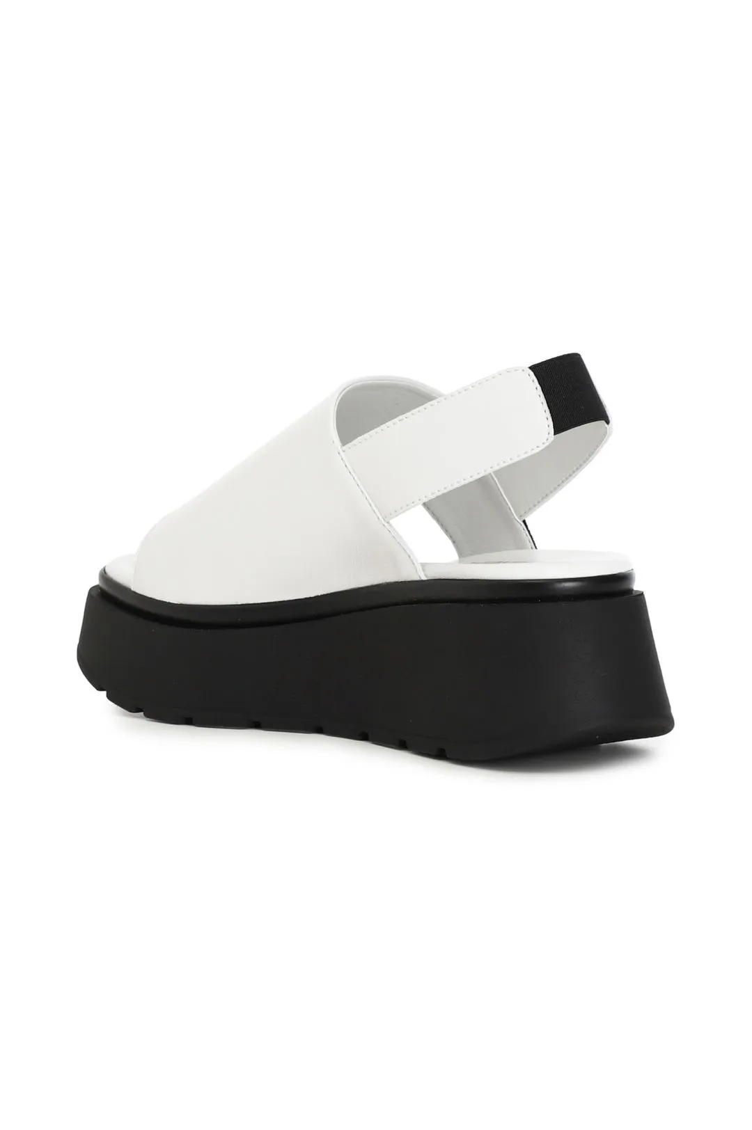 sandali fascia in pelle su zeppa bianco