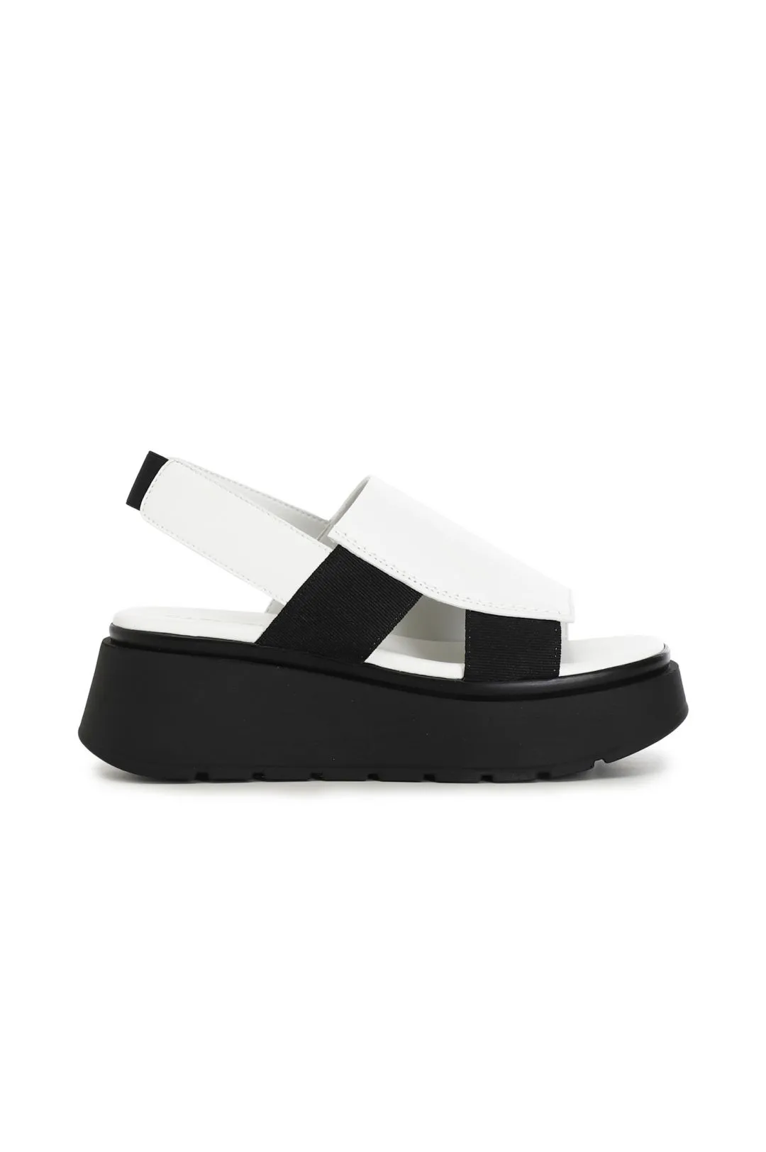 sandali fascia in pelle su zeppa bianco