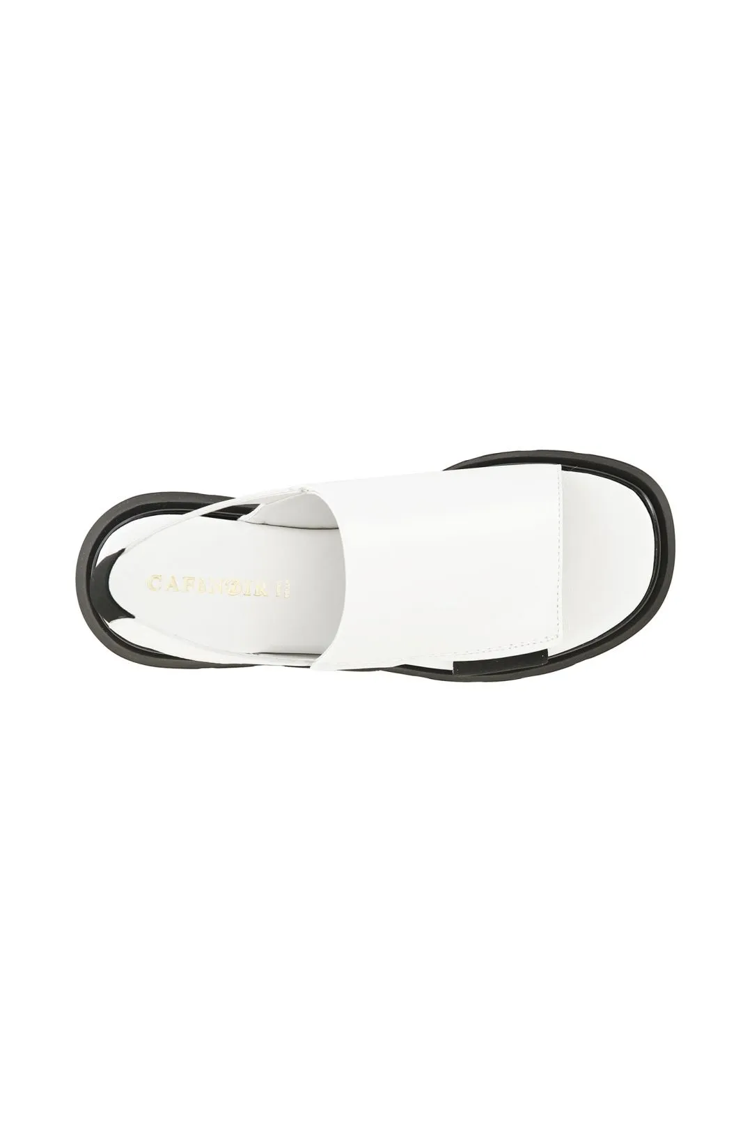 sandali fascia in pelle su zeppa bianco