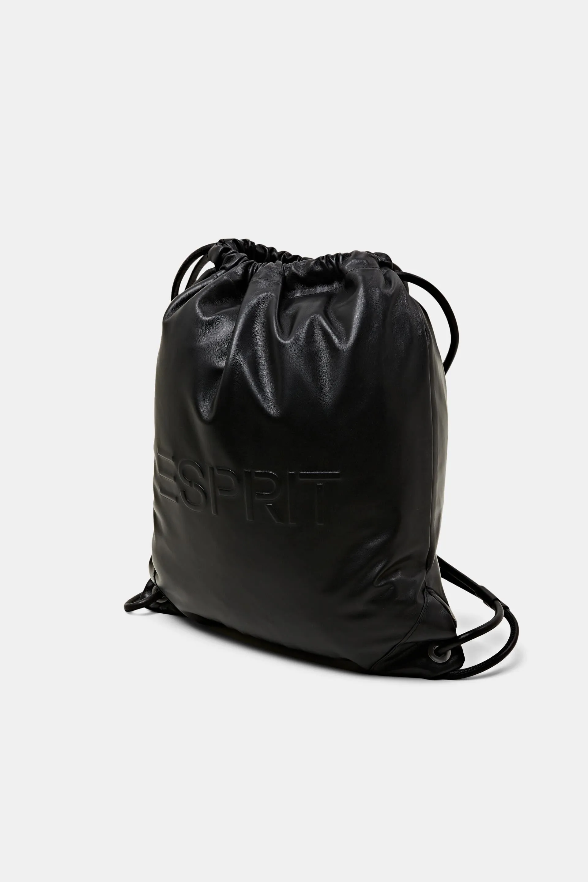 Zaino in pelle con coulisse e logo